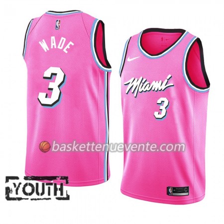 Maillot Basket Miami Heat Dwyane Wade 3 2018-19 Nike Rose Swingman - Enfant